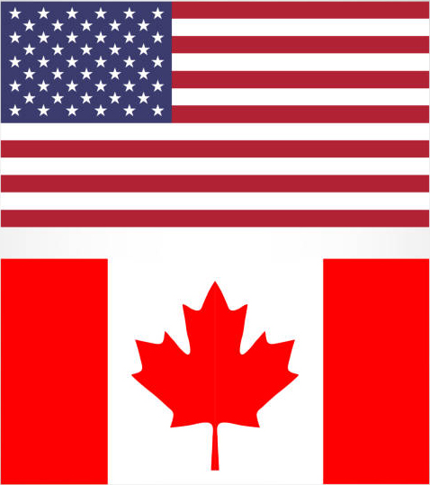 Flag of the USA and Canada. Flat design, vector illustration, vector.